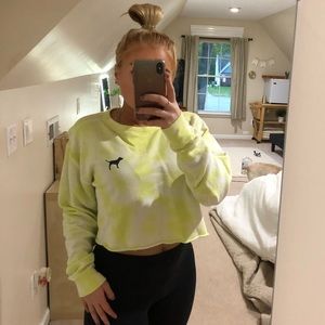 VS PINK Yellow Cropped Sweater
